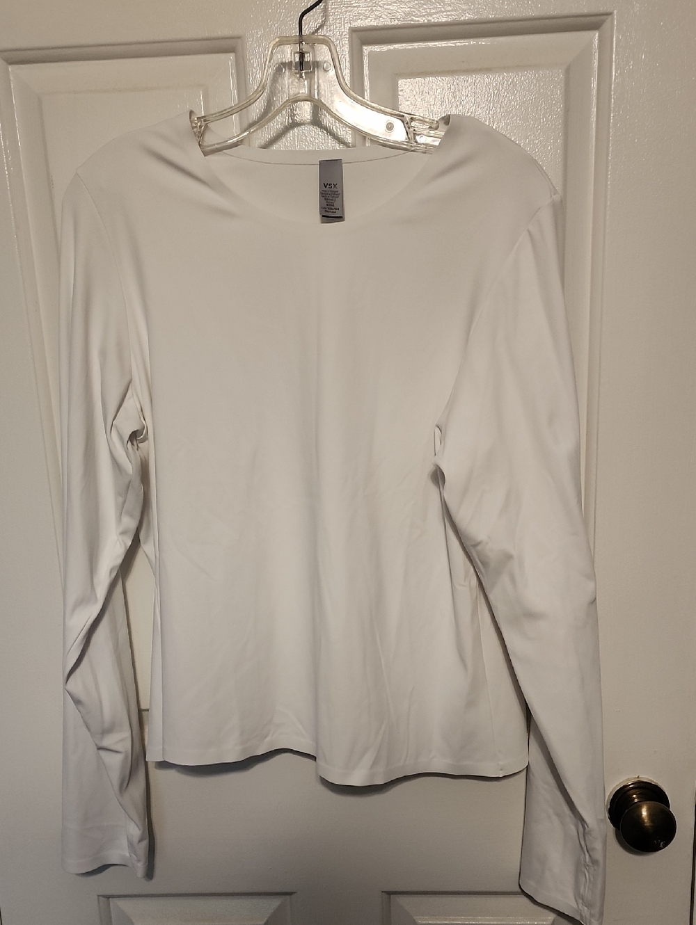 VSX White Long Sleeve Crew Neck Top
